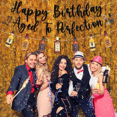 Happy Birthday Banner Men, 3Pcs Aged to Perfection Birthday Party Banners Decor