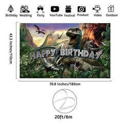 Avezano Dinosaur Birthday Backdrop Jurassic 70.8 x 43.3 Inch, Green