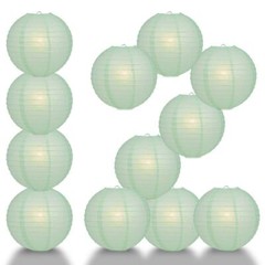 BULK PACK (12) 16″ Cool Mint Green Round Paper Lantern, Even Ribbing, Chinese Ha