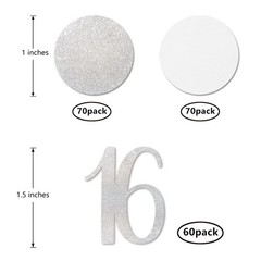 200 PCS Silver Glitter 16 Confetti 16th Birthday Anniversary Table Decor