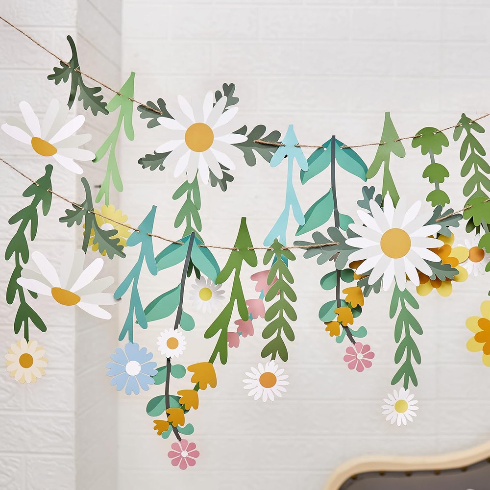 Flower Leaves Banner Paper Flower Garland Paper Wildflower Party Decorations Flo