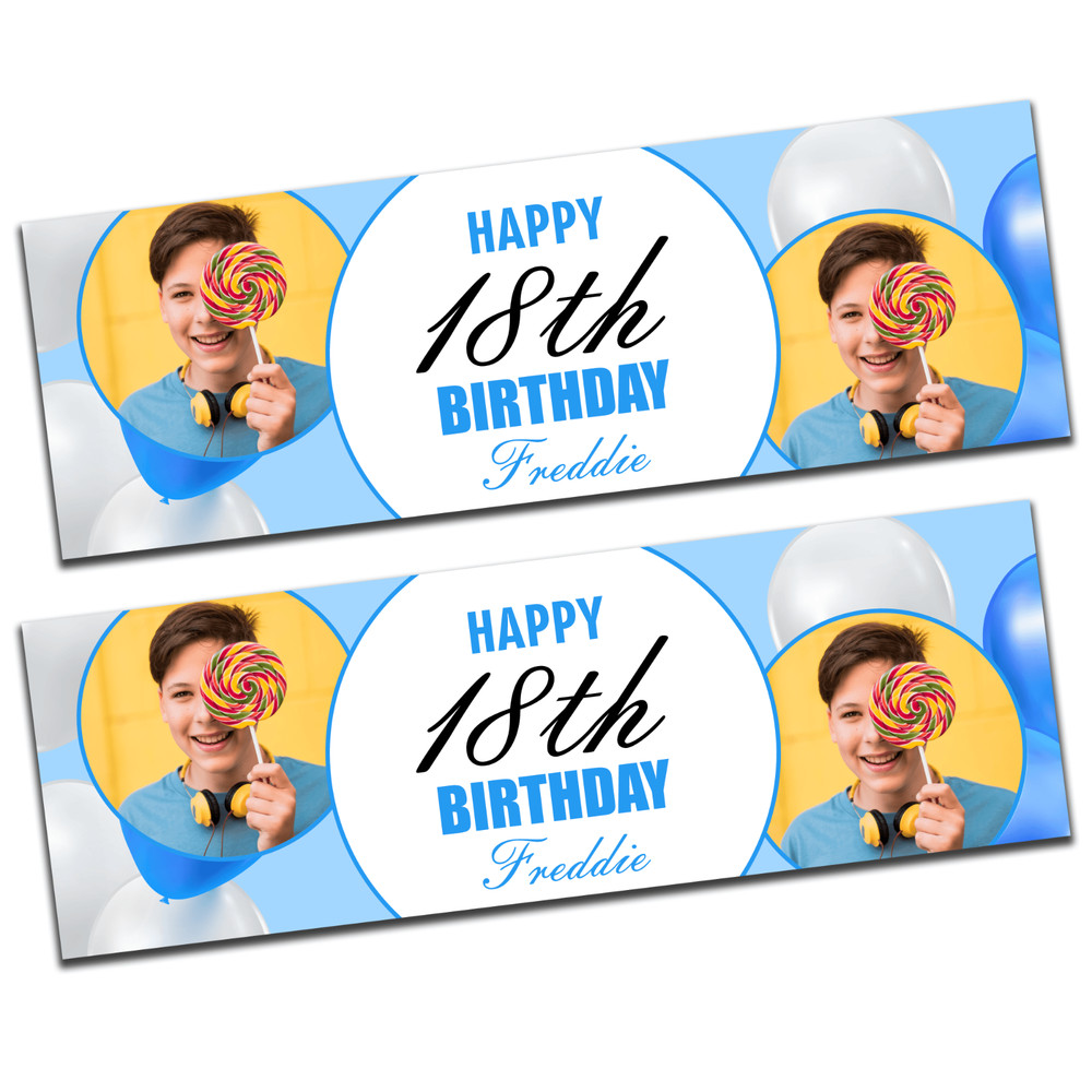 2 X Personalised Balloon Birthday Christening Banner any name, age & photo