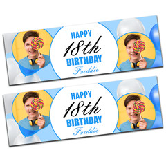 2 X Personalised Balloon Birthday Christening Banner any name, age & photo