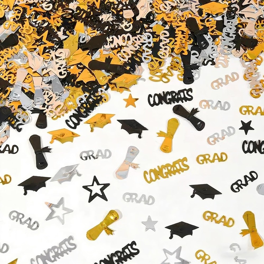15g Gold Silver Black Graduation Confetti Table Centerpiece Class Of 2026
