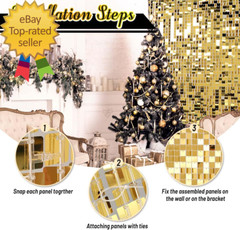 Square Light Gold Sequin Wall Panels Shimmer Wall Birthday Party Backdrop