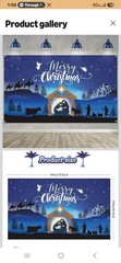 Merry Christmas Nativity Scene Banner – Large Blue Backdrop for Christmas Party