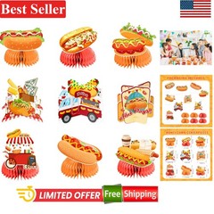 Vibrant Hot Dog Honeycomb Table Toppers – 9 PCs for Birthday Bashes