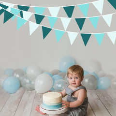 32Ft Teal Party Decorations Dark Green Teal Blue Triangle Banner Flag Pennant Fa