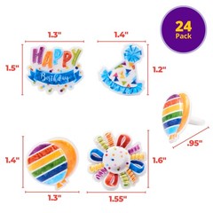 Happy Rings, 24 Cupcake Toppers Featuring Multi-Colored Balloons, Party Hats,…