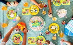 SpongeBob Party Decorations 99 Pcs SpongeBob Birthday Balloons Backdrop Plates
