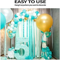 Crepe Paper Streamers 6 Rolls 492ft，Green and Blue Party Decorations Streamers (
