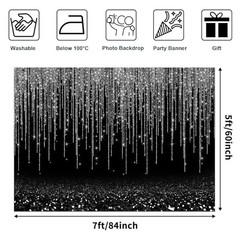 Black and Silver Backdrop Silver Black Prom Backdrop Black and Silver 7x5ft