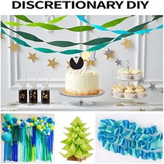 Crepe Paper Streamers 6 Rolls 492ft，Green and Blue Party Decorations Streamers (