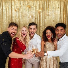 Gold Sequin Backdrop 6x6ft High-Density 3mm Sparkly Photo Background Back Drop