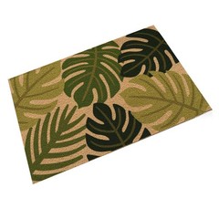 Coconut Coir Mat with Tropical Aesthetic Non Slip for Indoor Outdoor Use