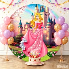 Round Backdrop Cover Castle Princess Photography Birthday Party Photo Background