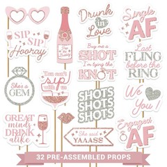Fully Assembled Bachelorette Photo Booth Props – Set of 32 – Rose Gold, Pink,…