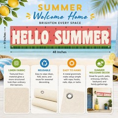 Summer Decoration Banner for Home, Hello Summer Porch Decor with Watermelon T…