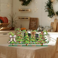 5 Pcs Whimsical Christmas Table Decorations Wooden Lime Green Christmas Tree …