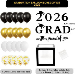 Grad Balloon Boxes for Balloon Arch Kit Black Gold Graduation Decorations 2026 P
