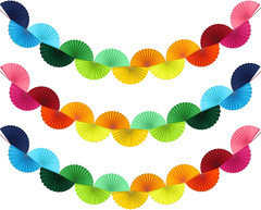 3 Pack Wedding Paper Fans Garland 15.6Ft Colorful Background Ceiling Hanging Dec