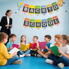 1 Set Back to School Banners Decorations, 2 Strings 10 Feet Vibrant Welcome Sign