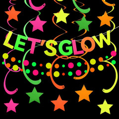 Neon Party Supplies Includes Let’S Glow Banner, round Dot Paper Garland, Neon Sw