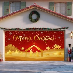 Merry Christmas Nativity Scene Garage Door Banner 13×6 ft Christmas Garage Do…