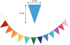 4 Strings 48PCS Rainbow Pennant Banner Flags- Colorful Triangle Felt Banner K…