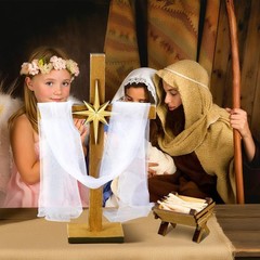 3 Pcs Christmas Cross Table Decorations Christian Wooden Jesus Holy Cross Sta…