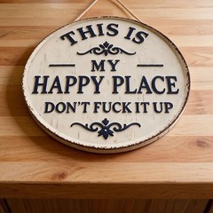 Distressed Finish Metal Sign for Garden Patio Fence This Is My Happy Place