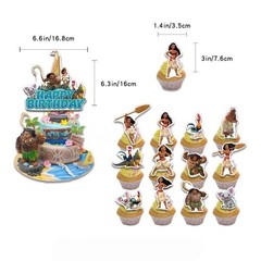 Moana Theme Birthday Party Supplies Set Balloon Banner Cake Toppers