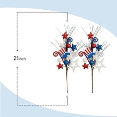 3 PCS Patriotic Artificial Picks White Blue Red Stars for 4th of July Indepen…