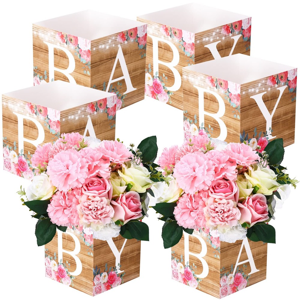 6 Pcs Baby Shower Centerpieces for Table Baby Shower Flower Boxes Gender Reveal