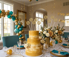 Gold 50th Anniversary Floral Picks – Centerpiece Toppers Birthday Decor 12 Count