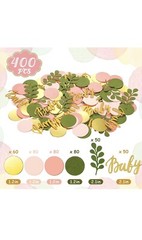 400 Pcs Greenery Baby Shower Confetti Scatter Decorations, Sage Olive Green Tabl
