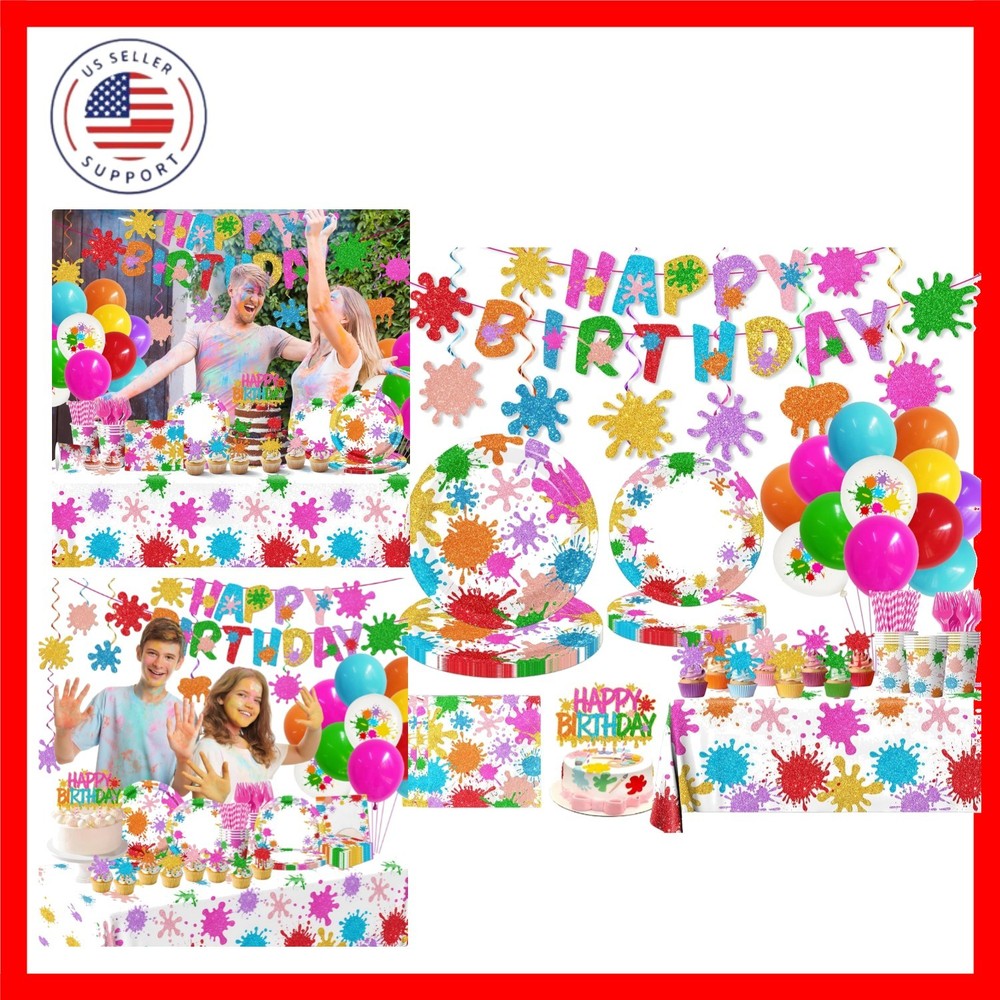 Paint Party Decorations 215Pcs Paint Splatter Party Supplies Art Party Decora…