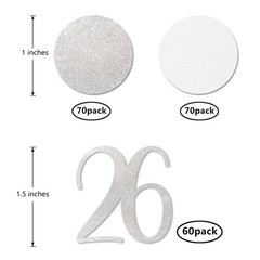 200 PCS Silver Glitter 26 Confetti 26th Birthday Anniversary Party Table Decor