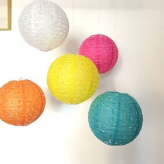 Hanging Paper Lanterns with LED Lights Chinese Japanese Party Decorations