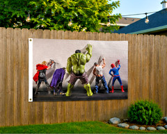 Funny Superhero Peeing Flag Hulk Spider-Man Thor Wolverine Man Cave Banner 3×5