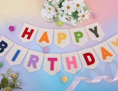 Colorful Happy Birthday Banner – Rainbow Birthday Party Decorations,Bohemian …