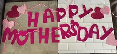 Happy Mothers Day Pink Magenta Glitter Heart Banner