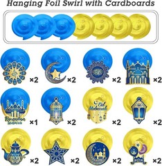 Elegant 30-Piece Eid Decor with Swirls, Stars, and Lanterns for Celebrations