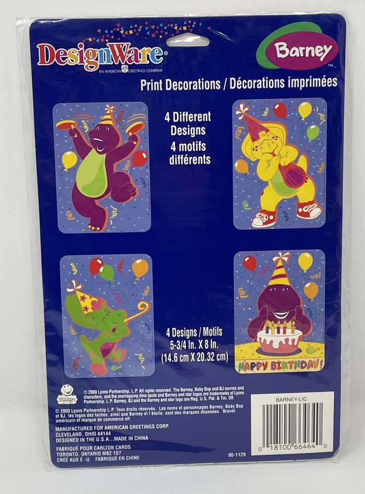 Barney Birthday Party Designware Print Decorations 4 Designs Dinos BJ Baby Bop