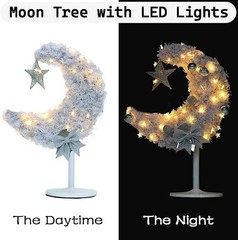3FT 90 LED Lighted Eid Ramadan Tree Handmade Mubarak Muslim Crescent Moon Star A