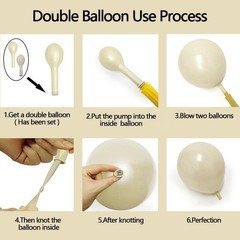 Pearl Sand White Balloon Arch Kit with Black Bow Double Pearl Cream Ivory Bei…