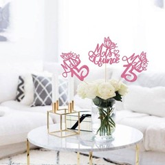 12 PCS Mis 15 Centerpiece Sticks Glitter Happy 15th Birthday Centerpieces Mis…
