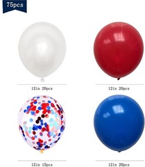 75pcs Red White and Blue Latex Balloons for 4th of July Decorations Independe…