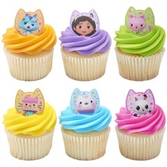 DreamWorks Gabby’s Dollhouse Rings, 24 Cupcake Decorations Featuring Gabby, P…