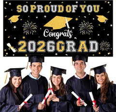 66×34″ 2026 Graduation Backdrop Banner Congrats Grad Class of 2026 Party Decor